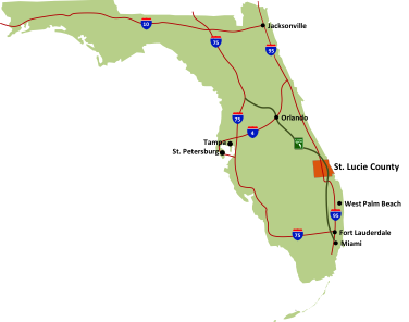 FL map with St. Lucie County highlighted